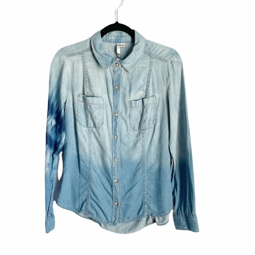 LC Lauren Conrad Tie Die Denim Blouse M